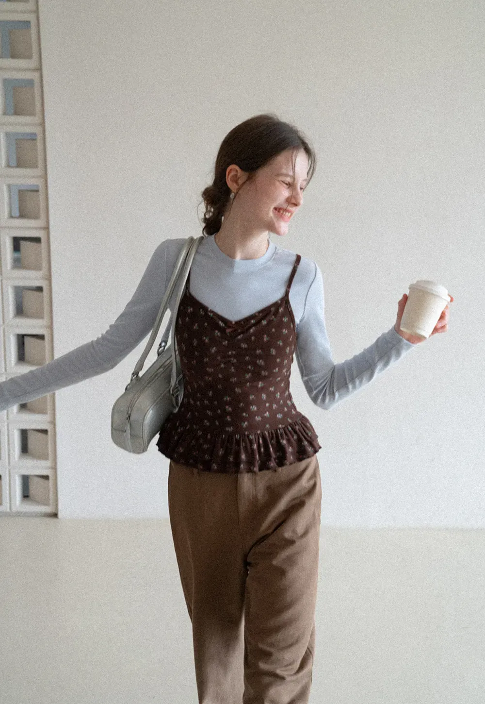 floral peplum tank top with ruffle hem