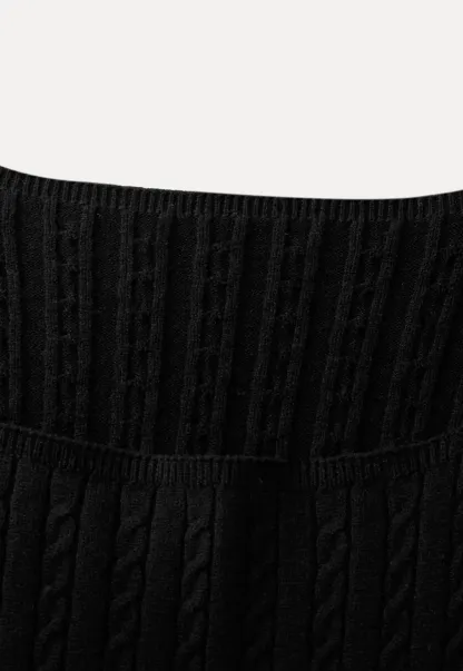 Elegant Cable Knit Flare Dress