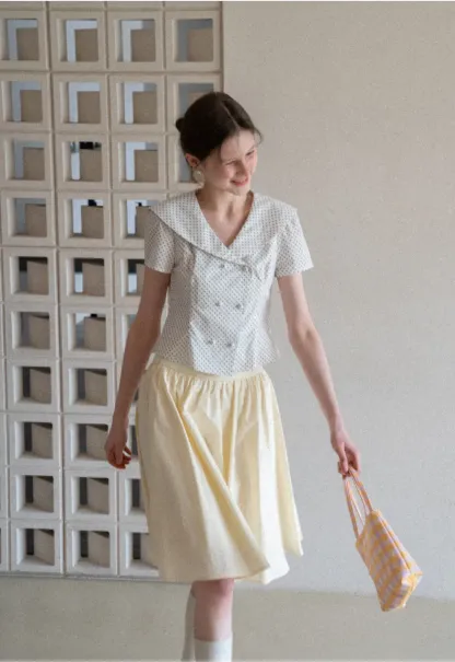 A-line pleated midi skirt with waistband