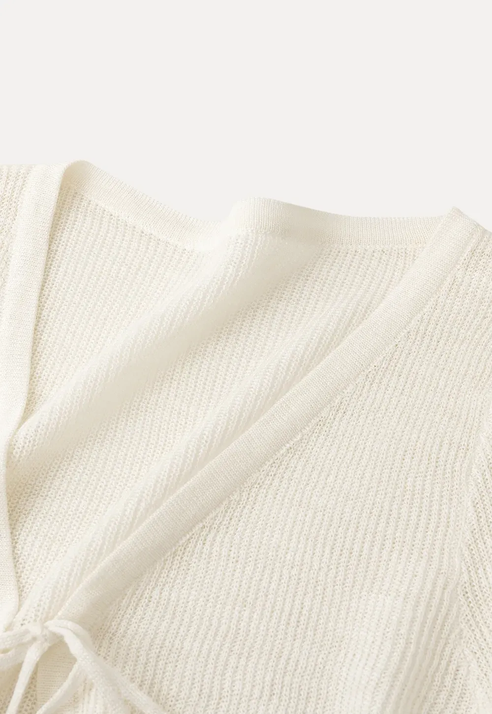 V Neck Long Sleeve Knit Cardigan with Front Tie