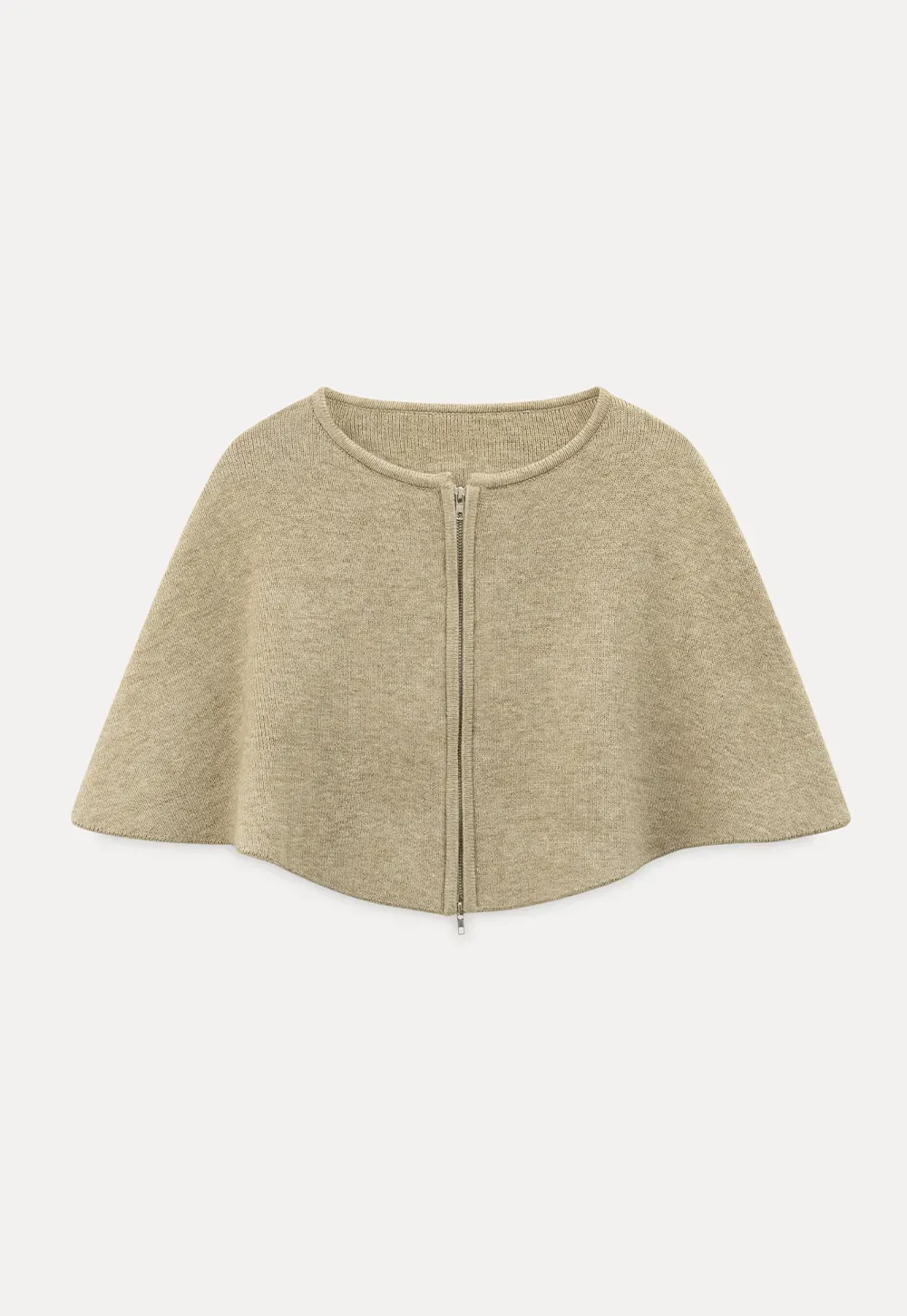 Zipper Front Knit Sweater with Wide Sleeves