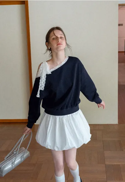 Puffed skirt with drawstring waist