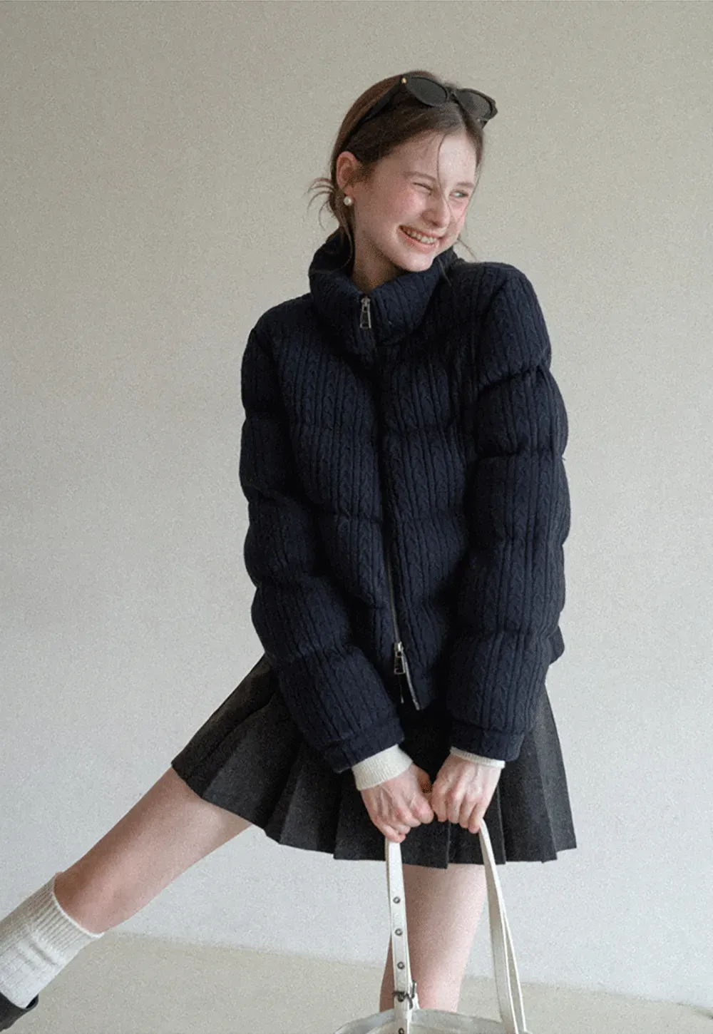 Pleated Mini Skirt with Belt Detail