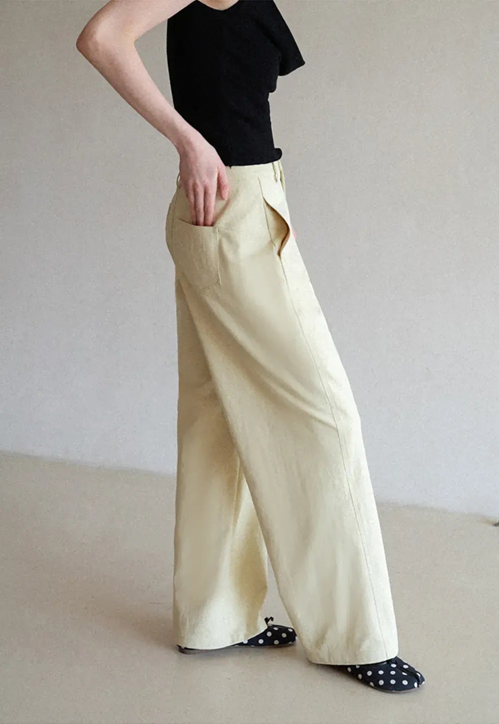 Wide Leg Casual Pants with Front Pockets