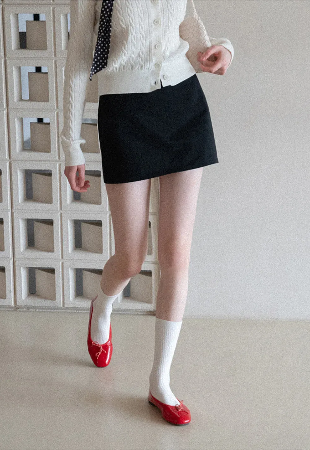 A-line mini skirt with clean lines and simple design