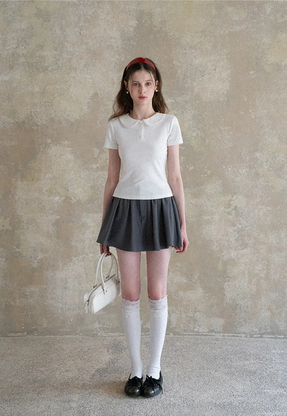 Pleated A-line Mini Skirt with Waistband