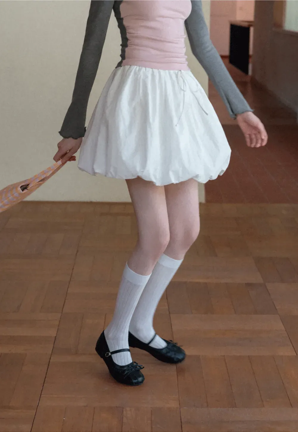 Puffed skirt with drawstring waist