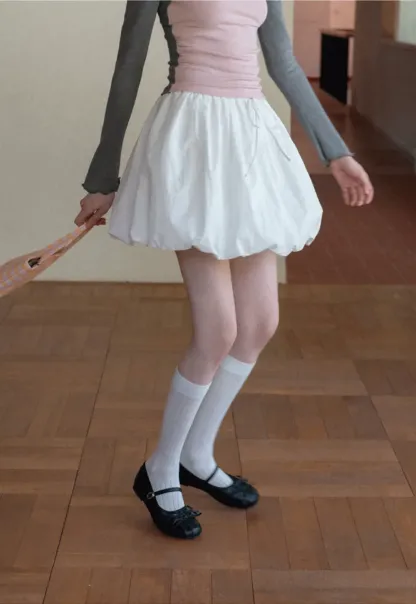 Puffed skirt with drawstring waist