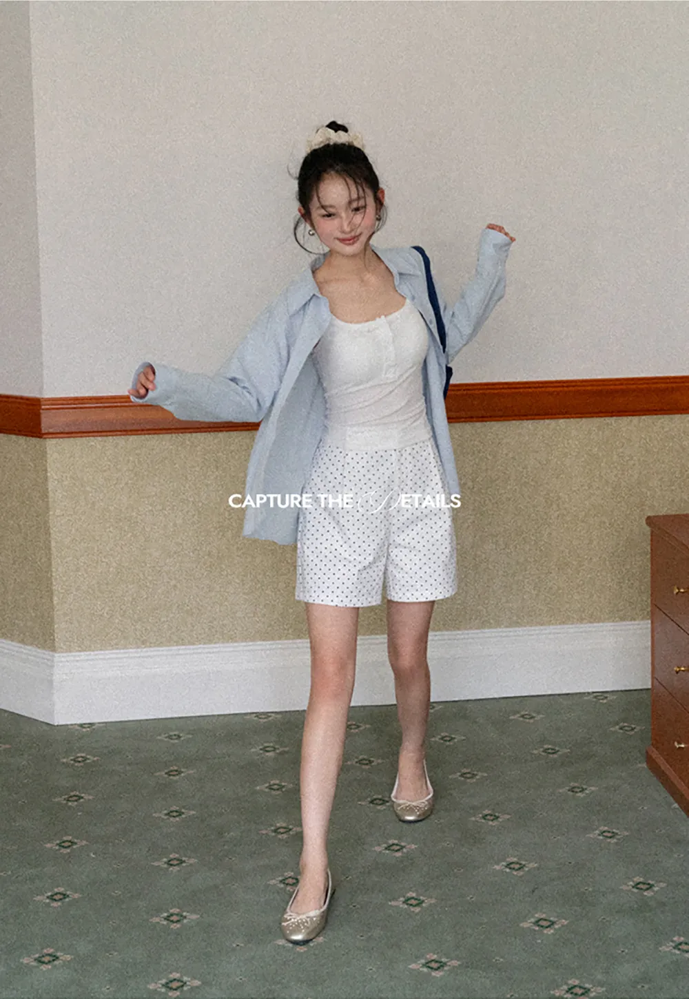 Lightweight long sleeve button front shirt with lace trim