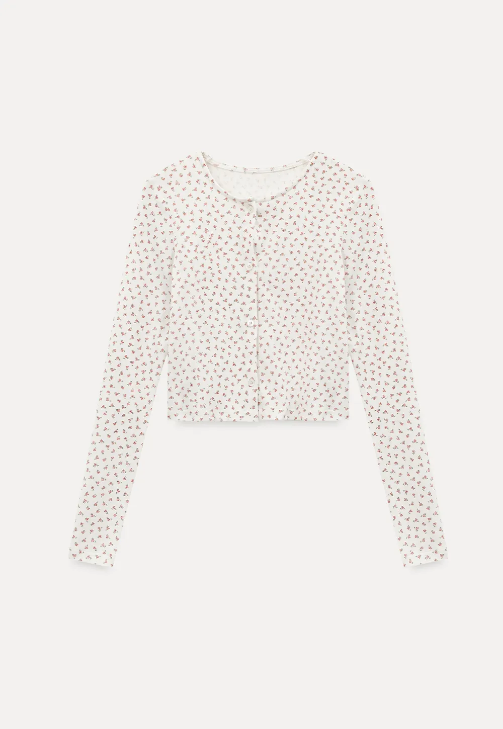 Floral Print Lace Trim V Neck Short Top