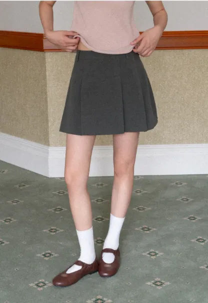 Pleated A-line Mini Skirt
