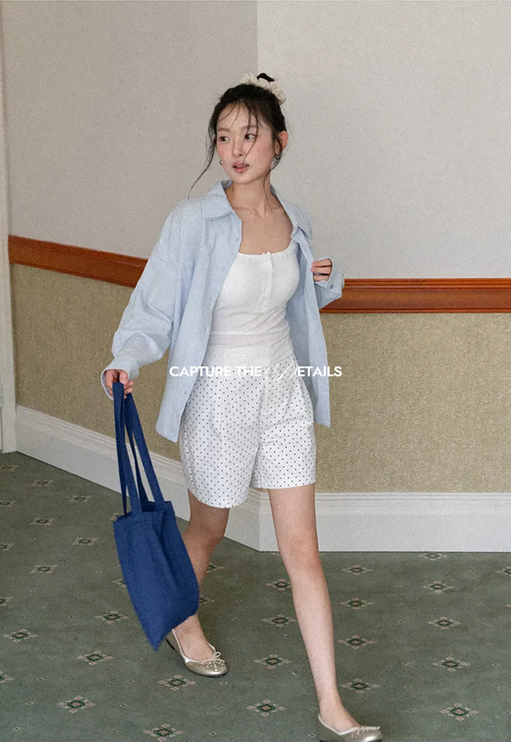 Lightweight long sleeve button front shirt with lace trim