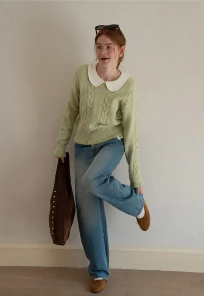 Women's Knit Sweater Round Neck Long Sleeve Casual Wear