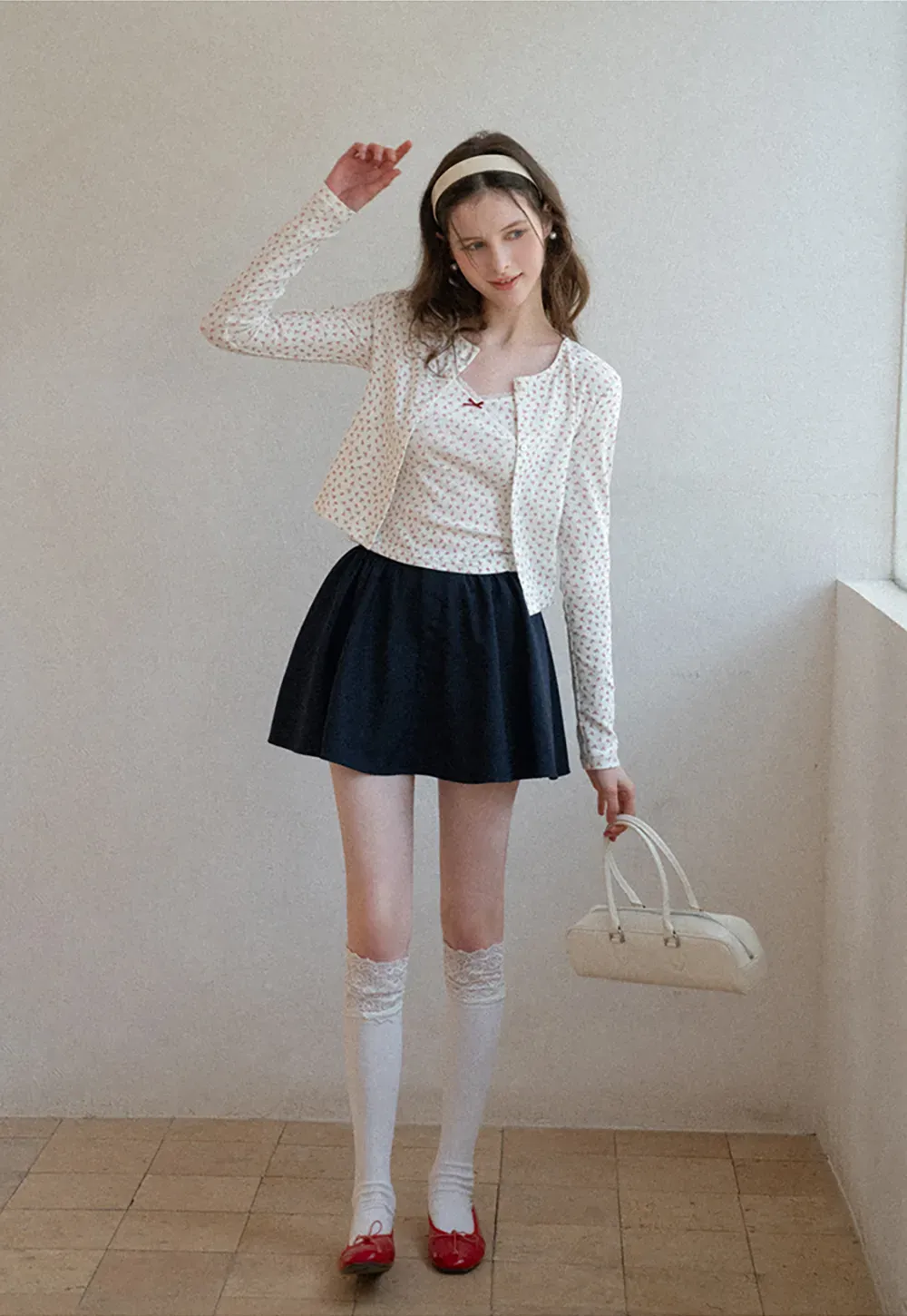 Pleated A-line Mini Skirt with Waistband