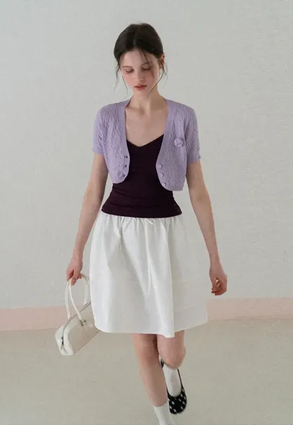 A-line skirt with drawstring waist and layered hem