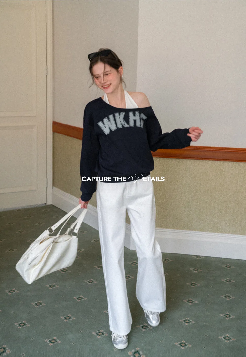 Wide leg high waist denim pants