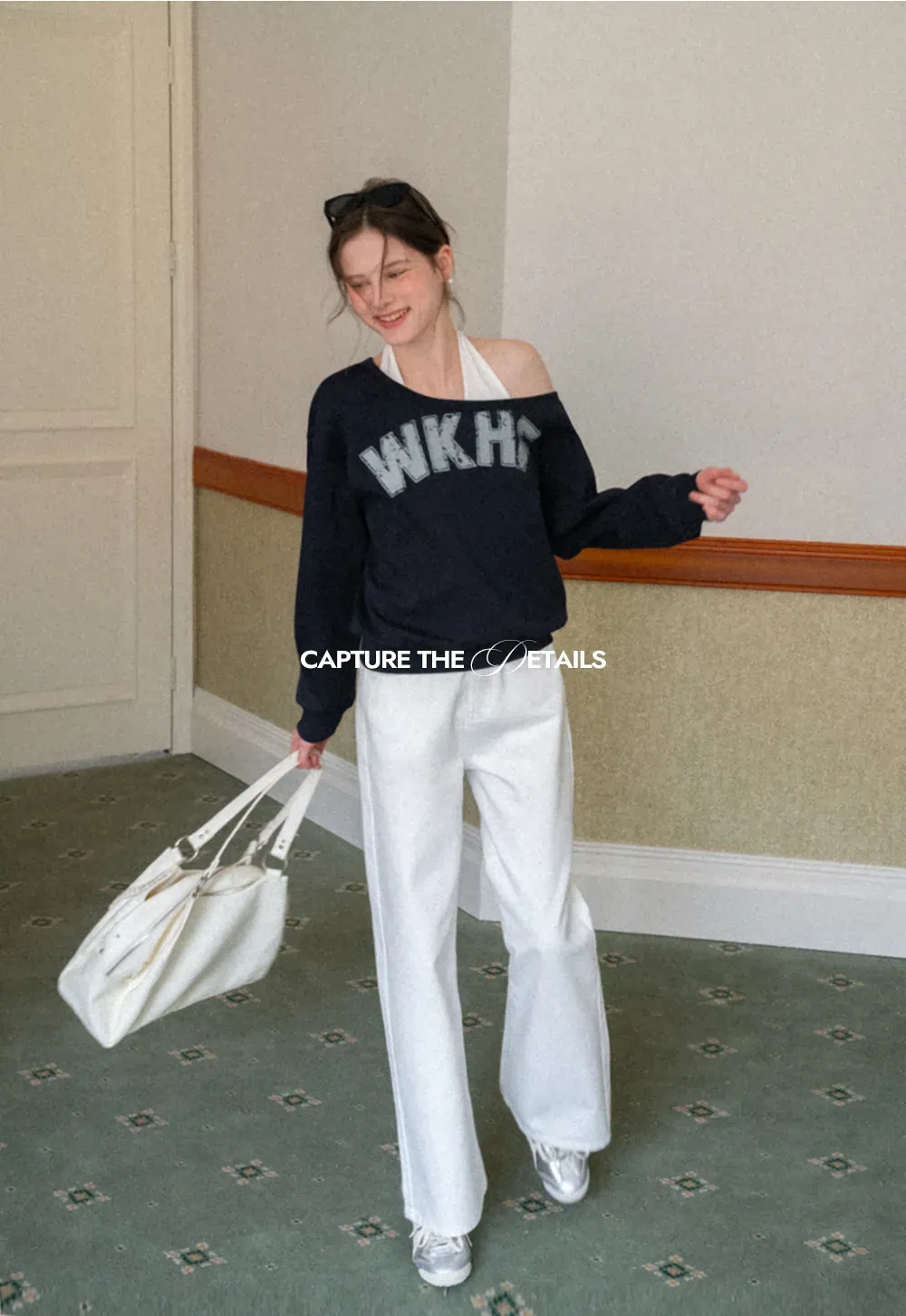 Wide leg high waist denim pants