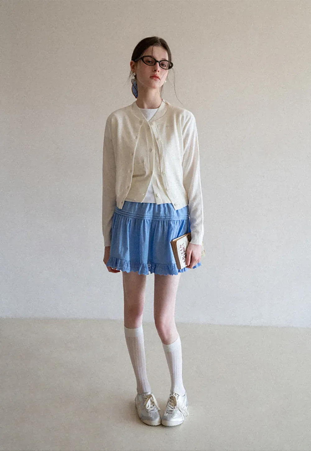 Knitted Vest with Button Closure and Embroidery