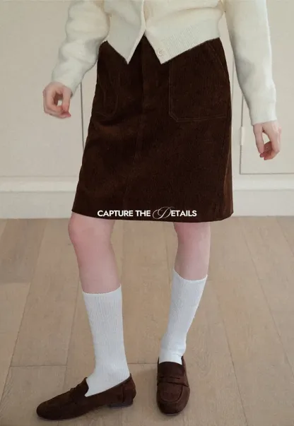 Corduroy Mini Skirt A-Line Design Women's Fashionable Bottoms
