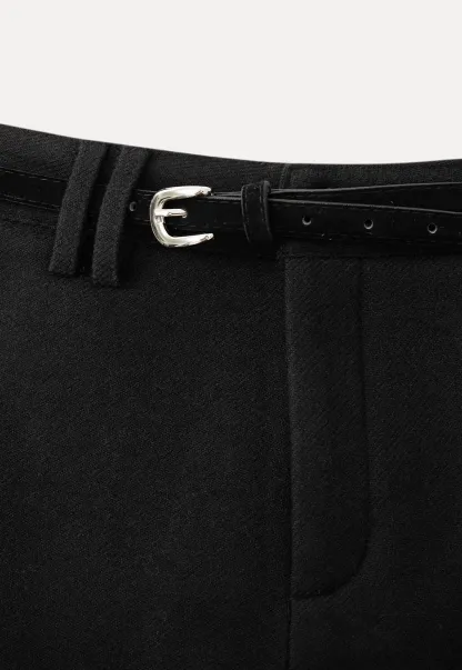 High waist shorts with ruffle hem and belt design