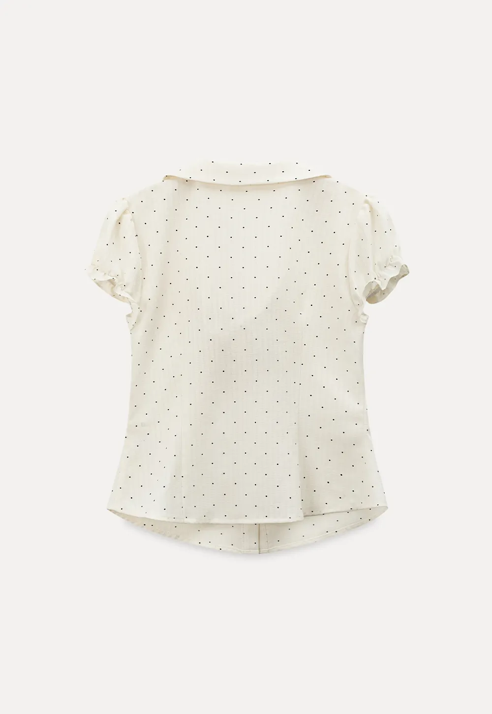 Short Sleeve Shirt with Bow Detail and Polka Dots