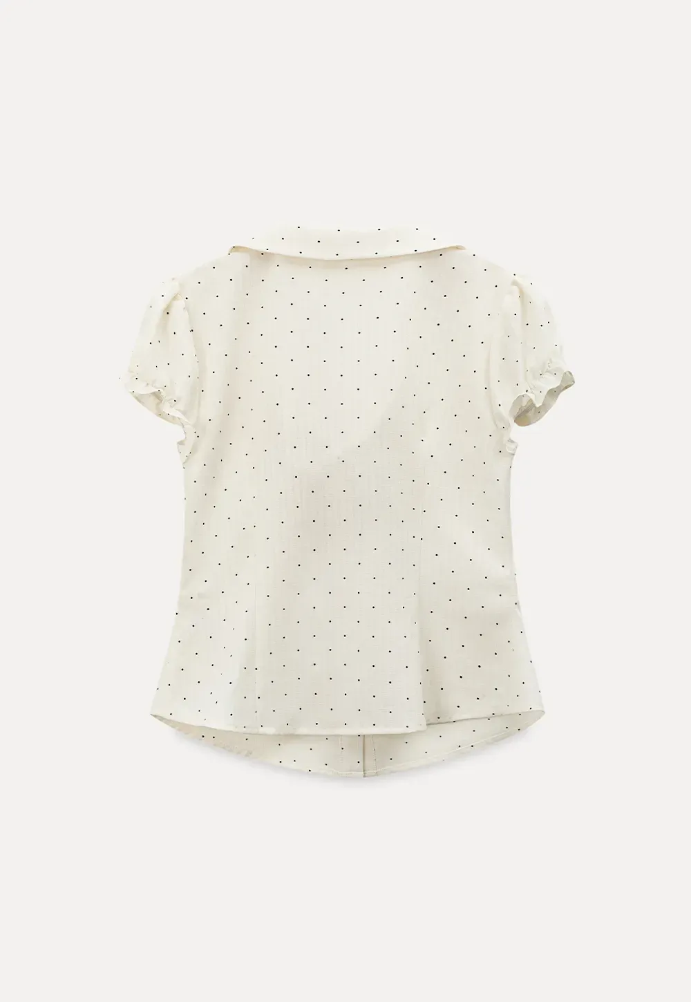 Short Sleeve Shirt with Bow Detail and Polka Dots