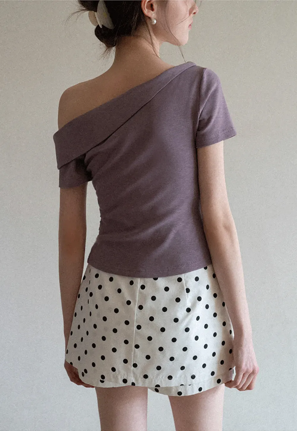 Polka dot mini skirt with layered hem