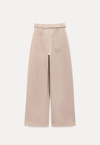 Wide Leg Casual Pants with Belted Waist