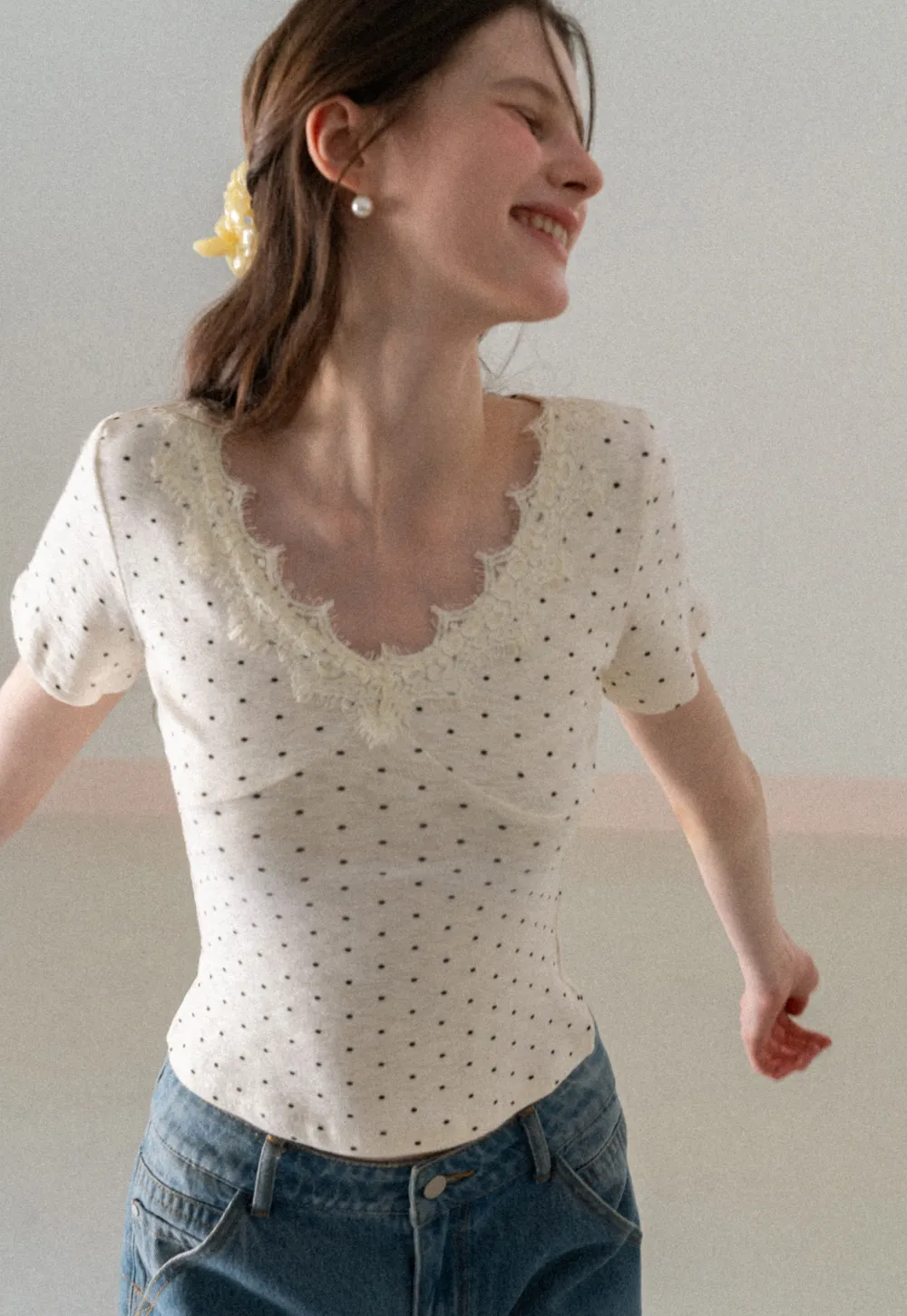 Polka Dot Short Sleeve T Shirt