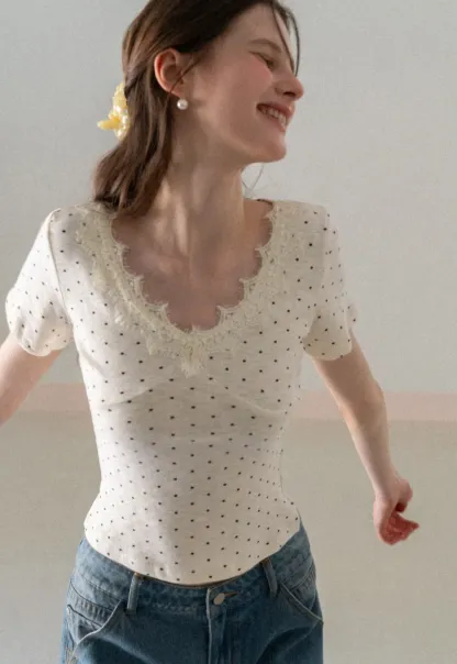 Polka Dot Short Sleeve T Shirt