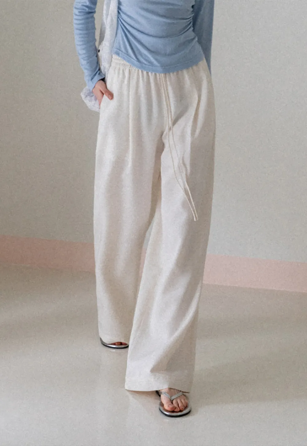 Wide Leg Drawstring Casual Pants