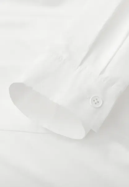 Long sleeve button front shirt with lace collar