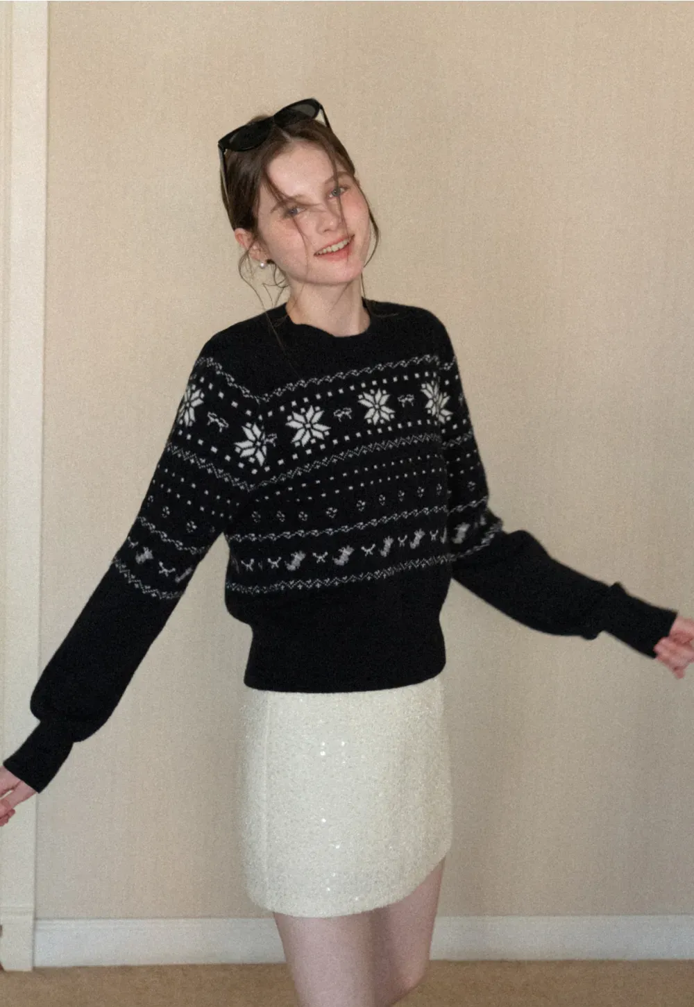 sparkling sequin mini skirt with flared hem