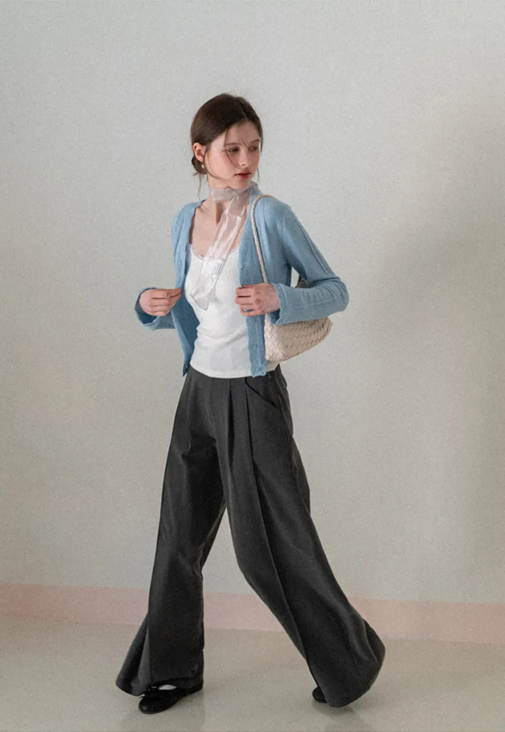 Long Sleeve Knit Sweater with Lace Trim