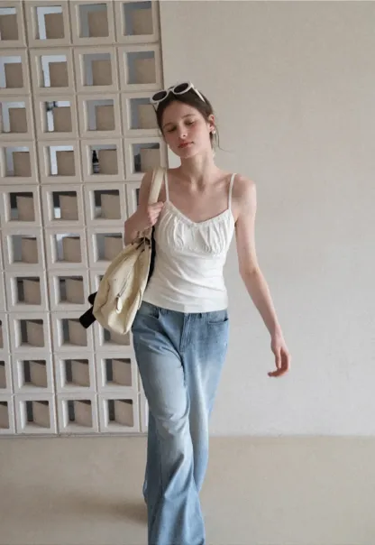 Wide leg high waist denim jeans with belt