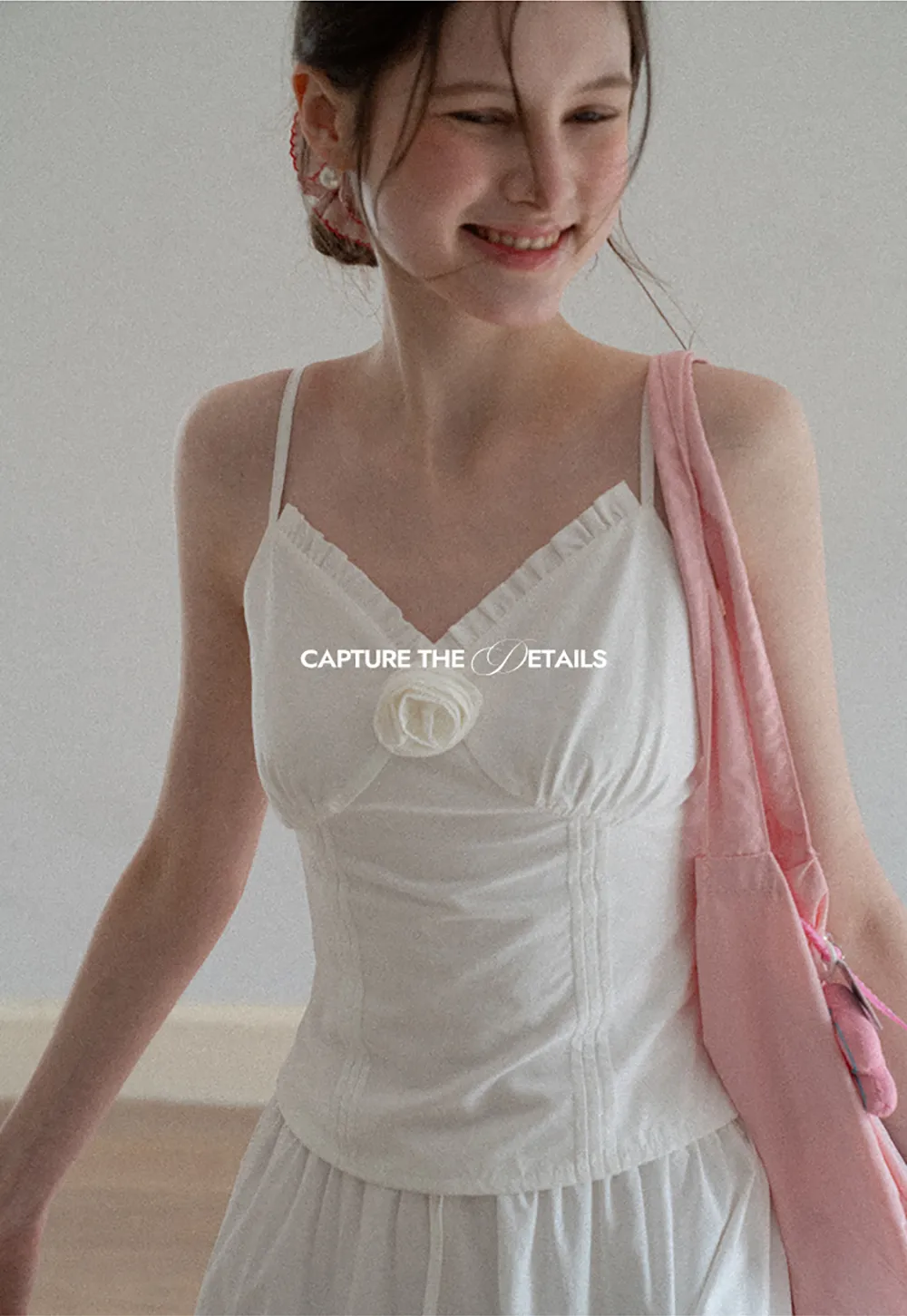 V neck sleeveless dress with floral embellishment