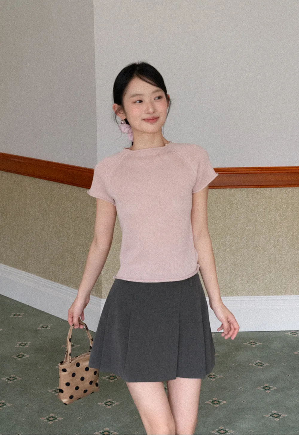 Pleated A-line Mini Skirt