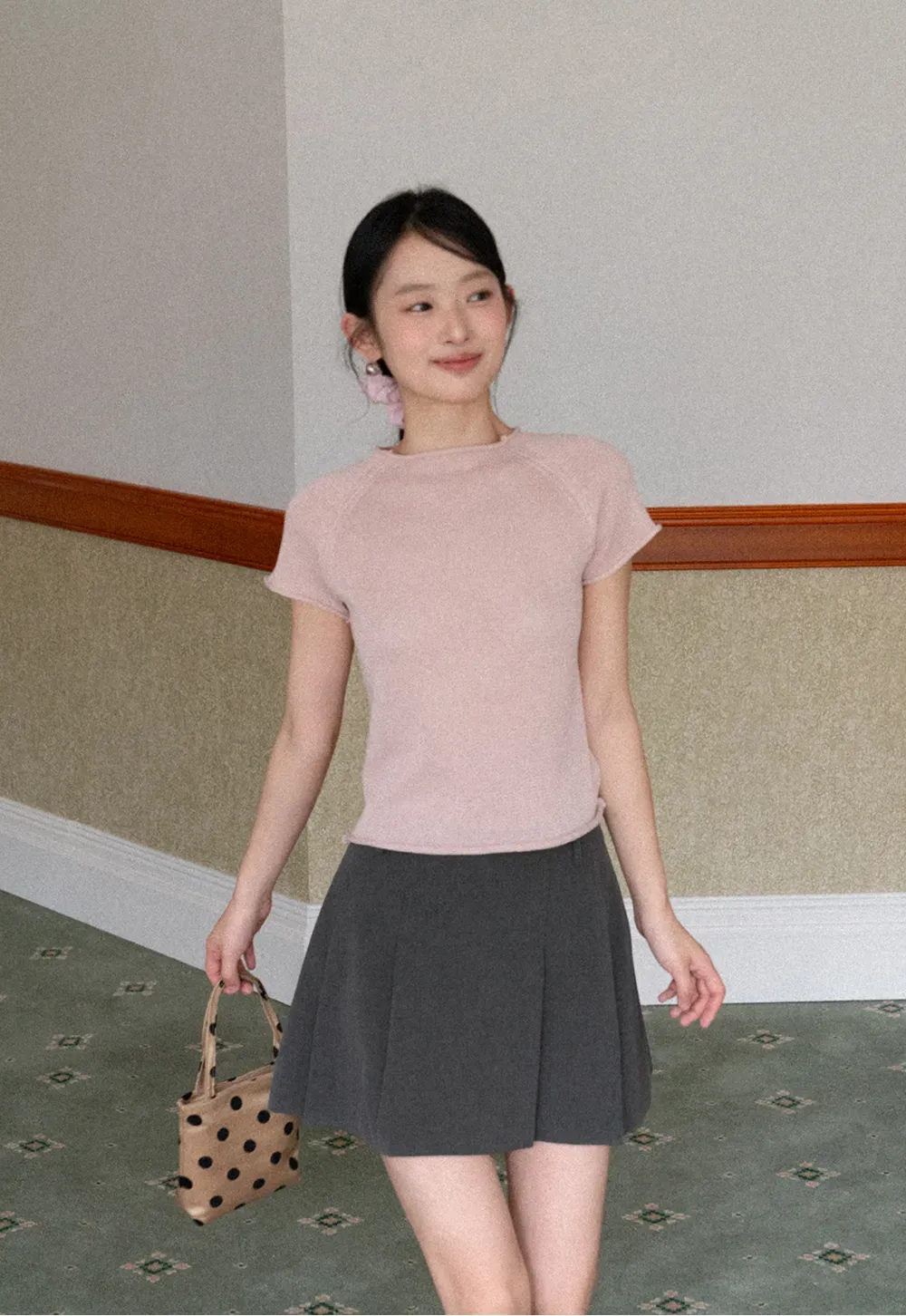 Pleated A-line Mini Skirt