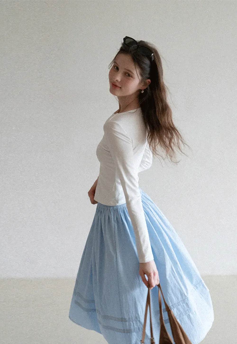 long sleeve boat neck slim fit top