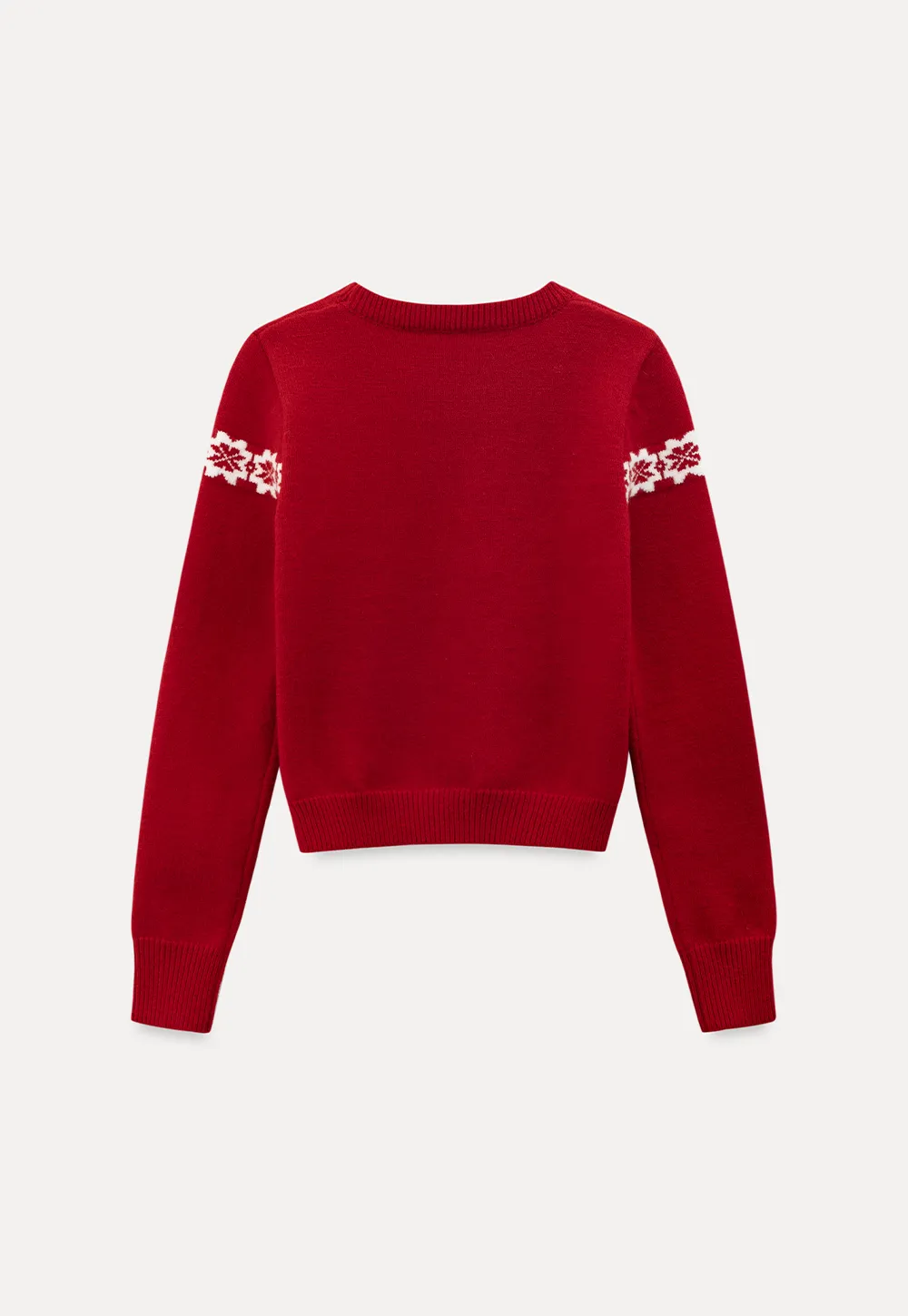 Round Neck Sweater with Snowflake Pattern Design