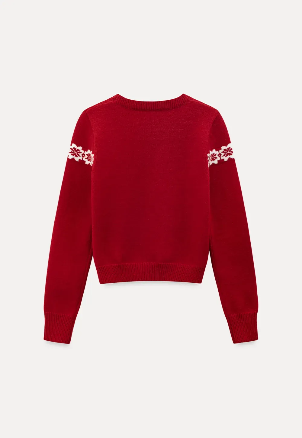 Round Neck Sweater with Snowflake Pattern Design