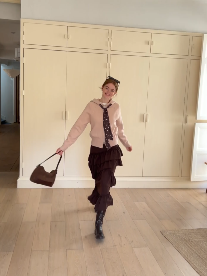 Pink Hooded Knit Sweater for Women Soft Warm Casual Top