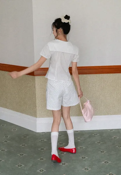 Polka Dot Shorts with Pleated Design