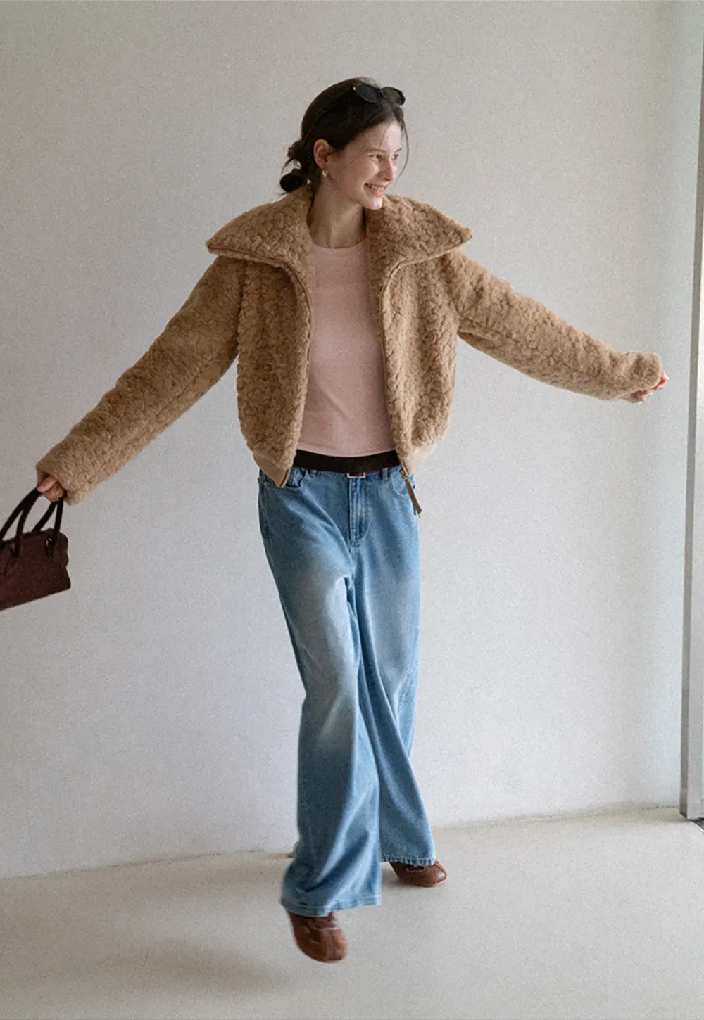 Long sleeve round neck layered t shirt design top