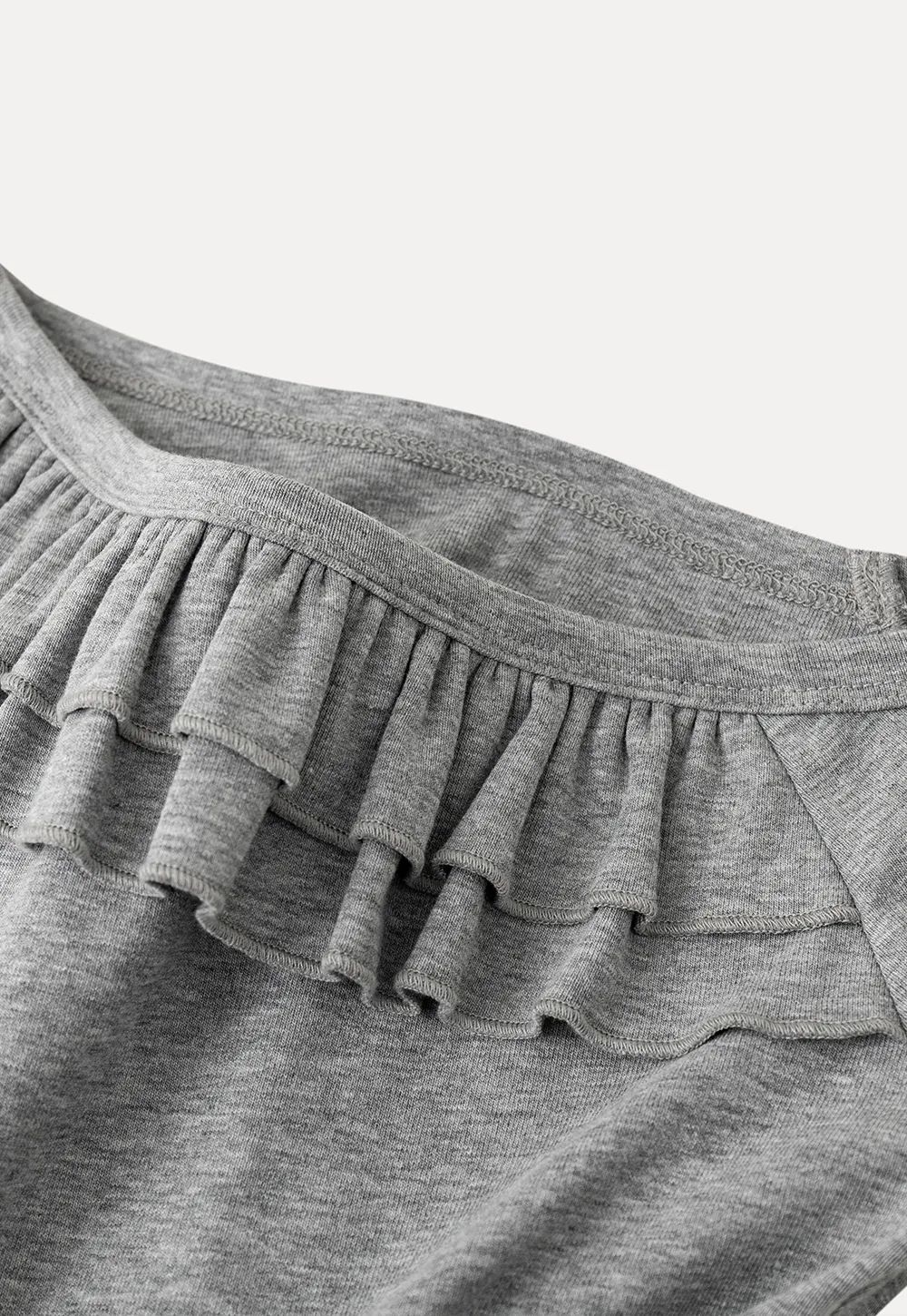 Off shoulder short sleeve top with ruffle detail