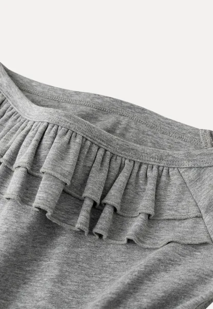 Off shoulder short sleeve top with ruffle detail