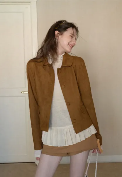 floral dot long sleeve top with ruffle hem