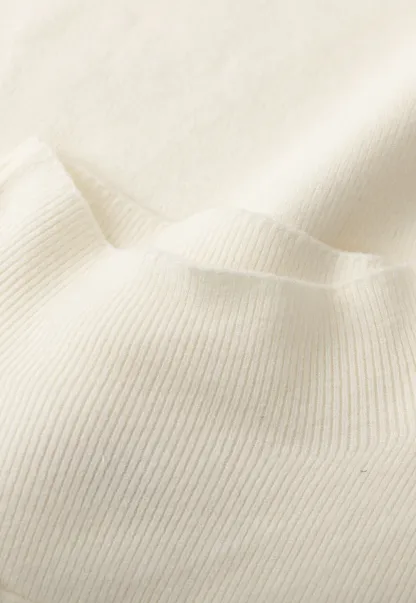 Elegant Off Shoulder Knit Sweater with Wave Detail