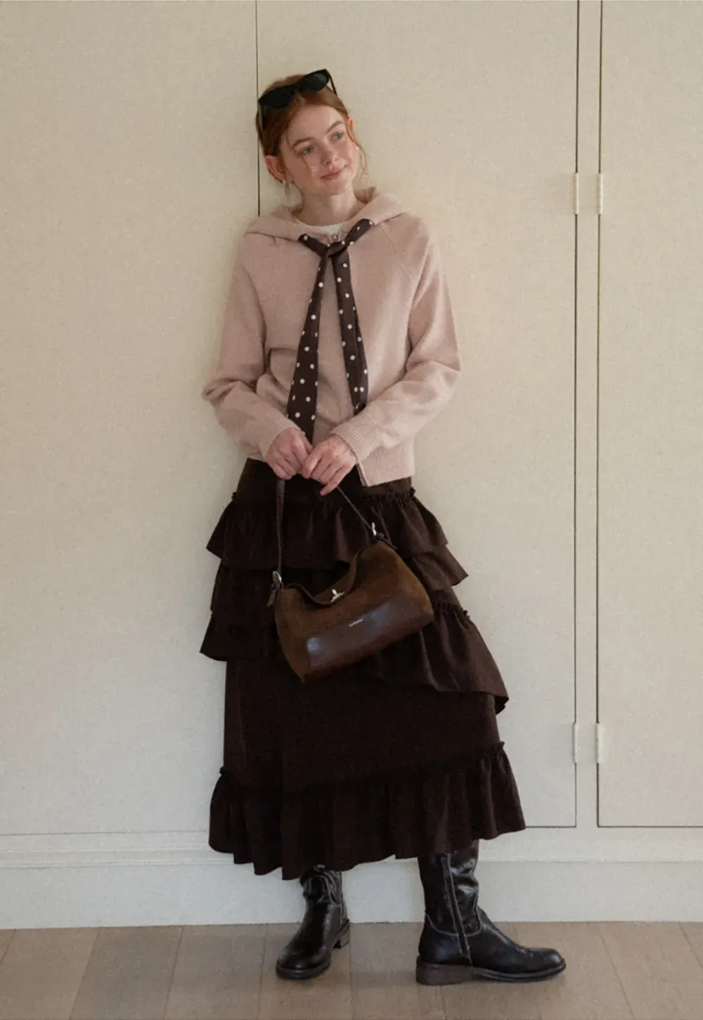 Pink Hooded Knit Sweater for Women Soft Warm Casual Top