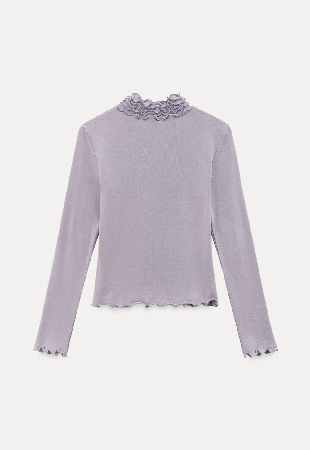 Elegant High Neck Long Sleeve Top with Ruffle Detail